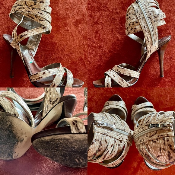 MARCIANO Strappy SNAKESKIN Print LEATHER Sole Sandal HEELS Size 7M - Picture 7 of 10